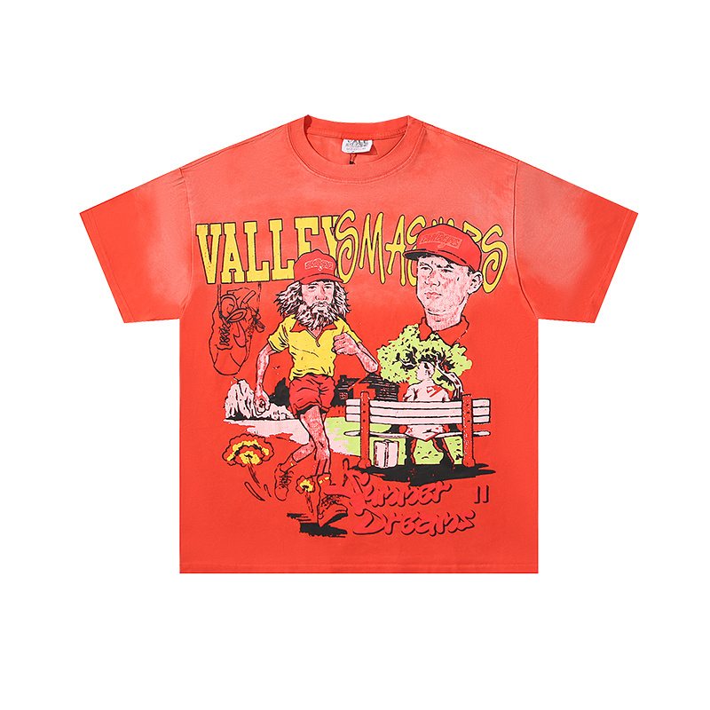 VALE USA Washed Red Graphic T-Shirt