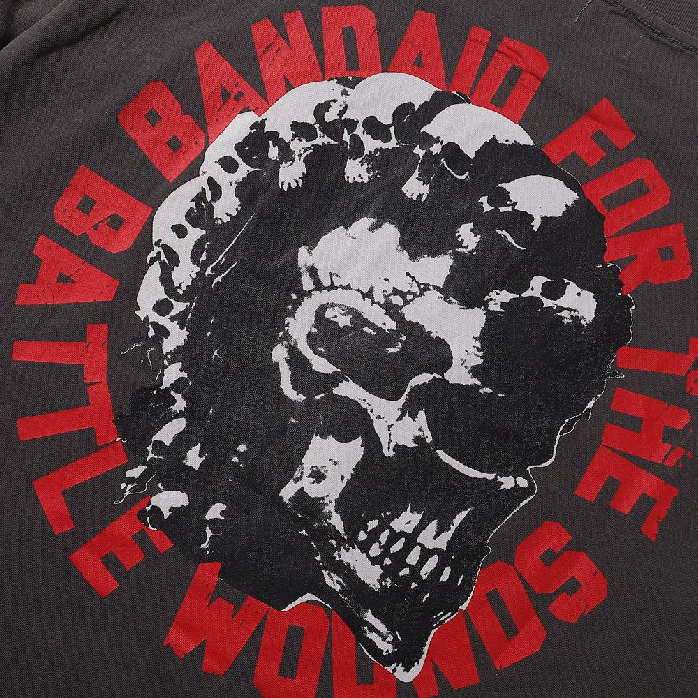 Rough Play Dark Gray Skull City Graphic T-Shirt