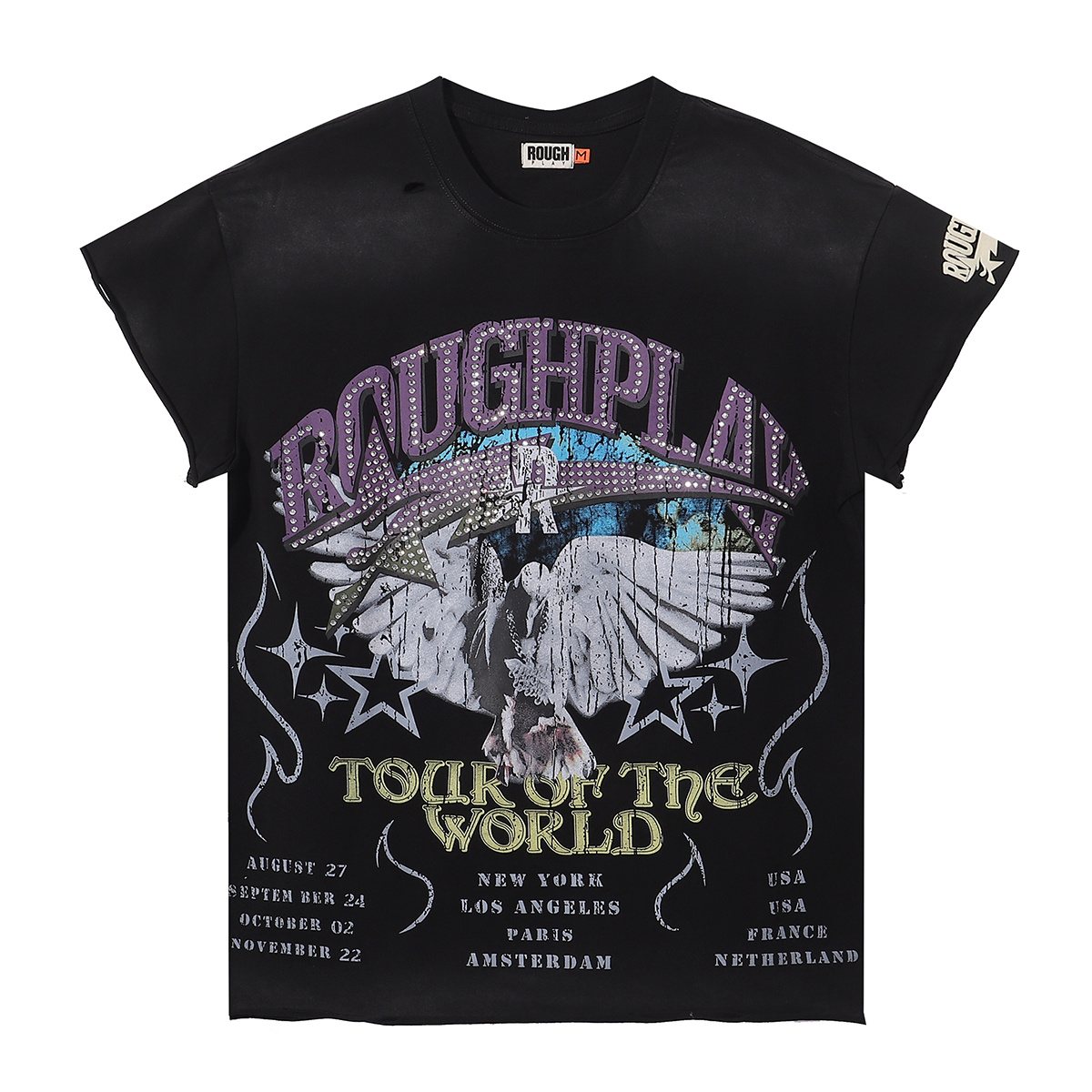 Rough Play World Tour Rhinestone Washed Sleeveless T-Shirt