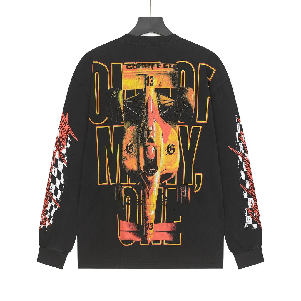 Godspeed Washed Black Racing Graphic Long-Sleeve T-Shirt