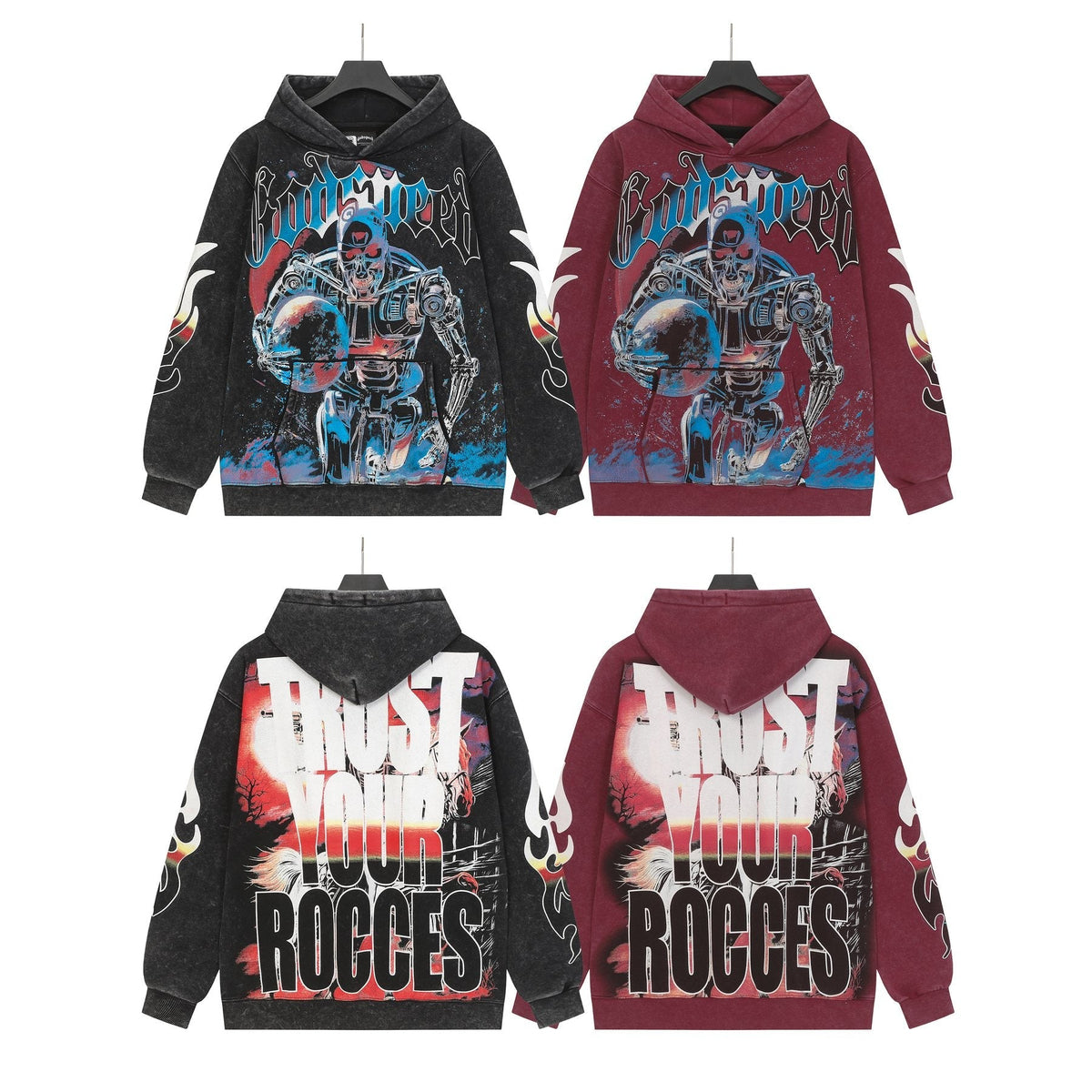 Godspeed Acid-Wash Graphic Pullover Hoodie