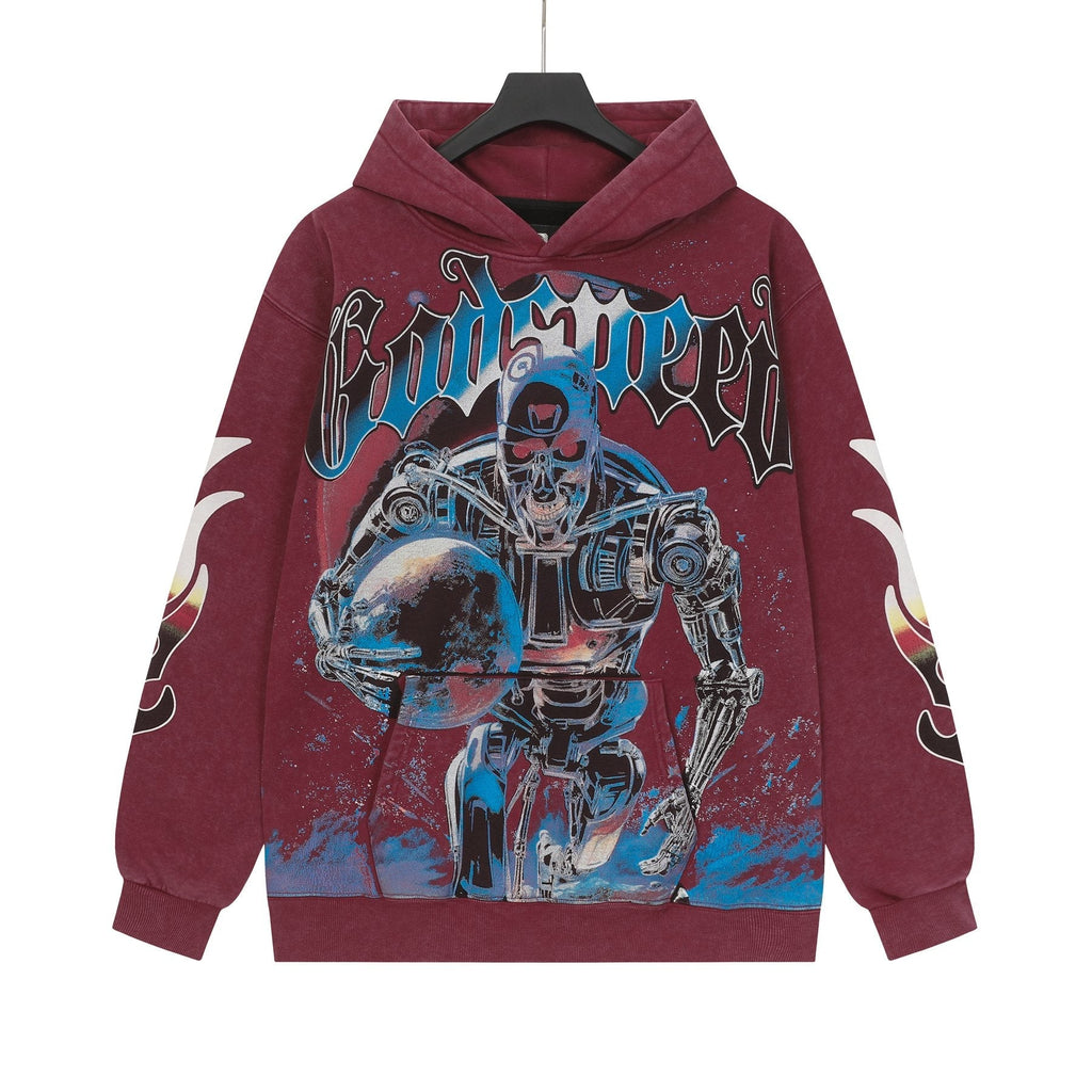 Godspeed Acid-Wash Graphic Pullover Hoodie