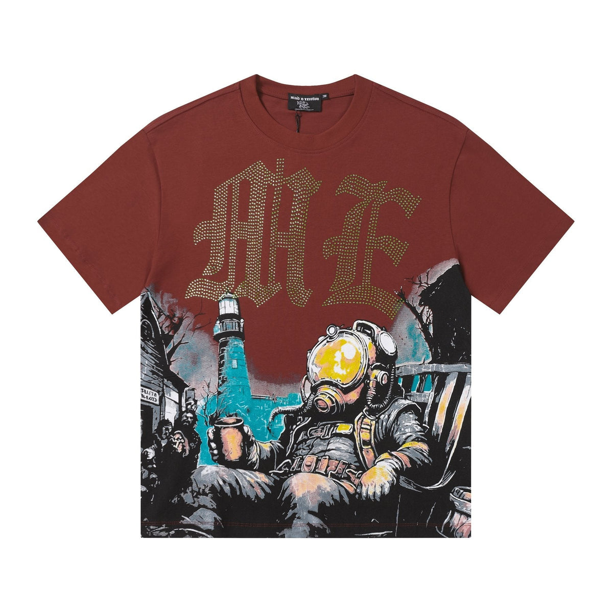 MIXED EMOTION Rhinestone-Style Graphic T-Shirt
