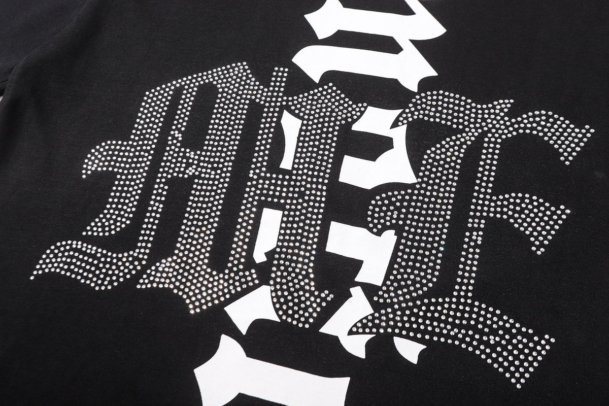 MIXED EMOTION Rhinestone-Style Graphic T-Shirt