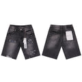 Purple Brand Distressed Patch Denim Shorts