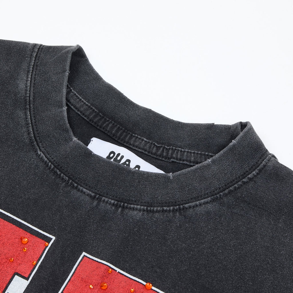 DUAA Black Rhinestone Graphic Short-Sleeve T-Shirt