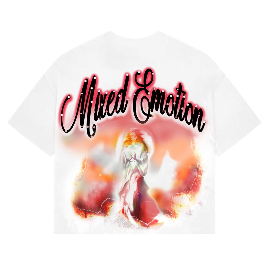 MIXED EMOTION Red Angel Rhinestone Graphic T-Shirt