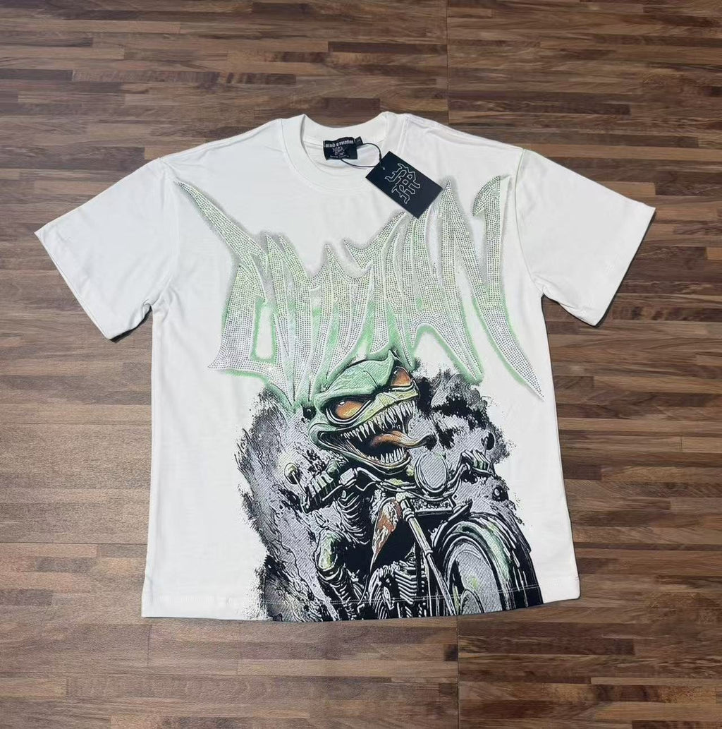 MIXED EMOTION Motorcycle Graffiti Graphic T-Shirt