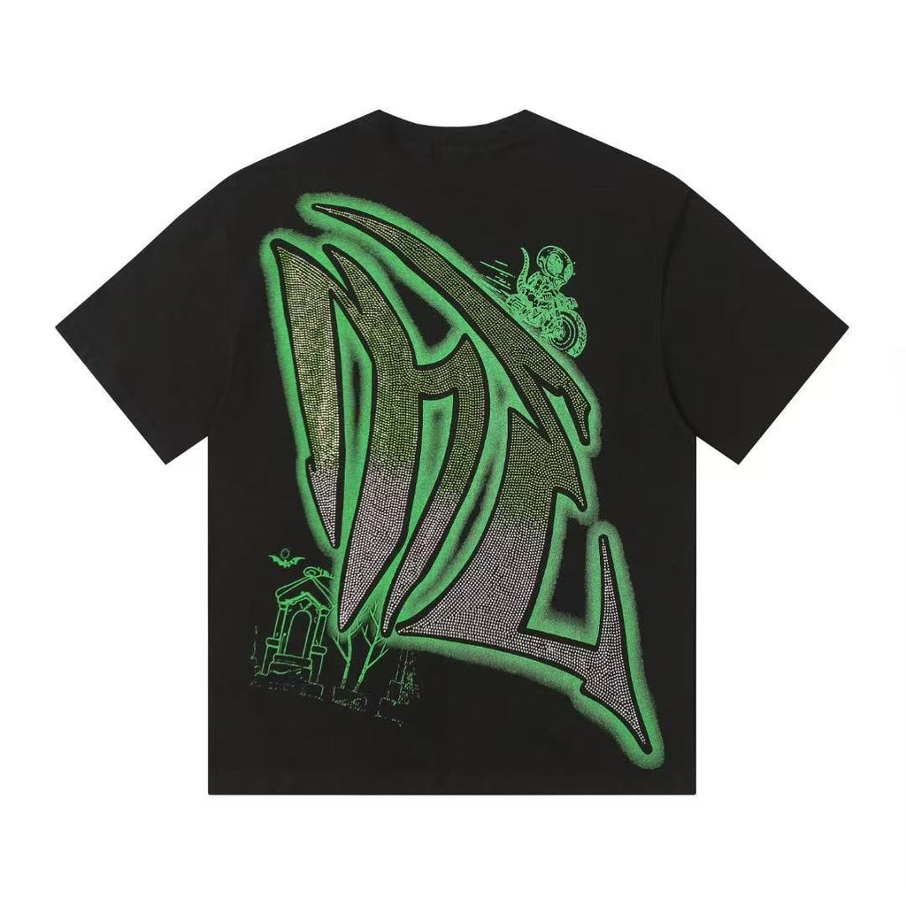 MIXED EMOTION Motorcycle Graffiti Graphic T-Shirt