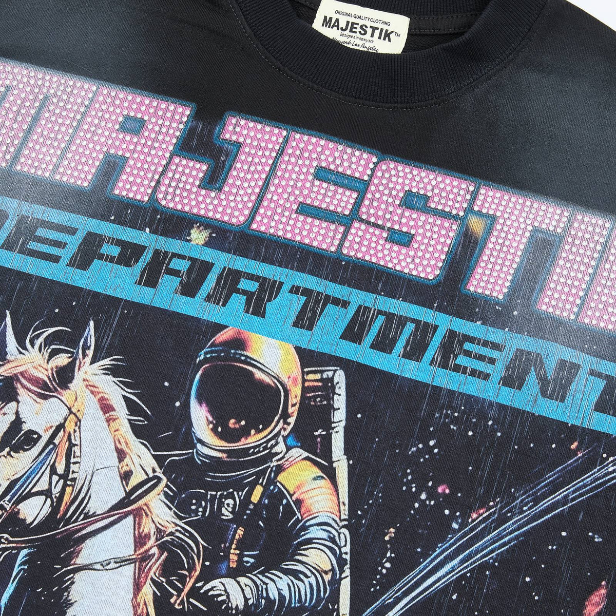 MAJESTIK Astronaut Horse Graphic T-Shirt