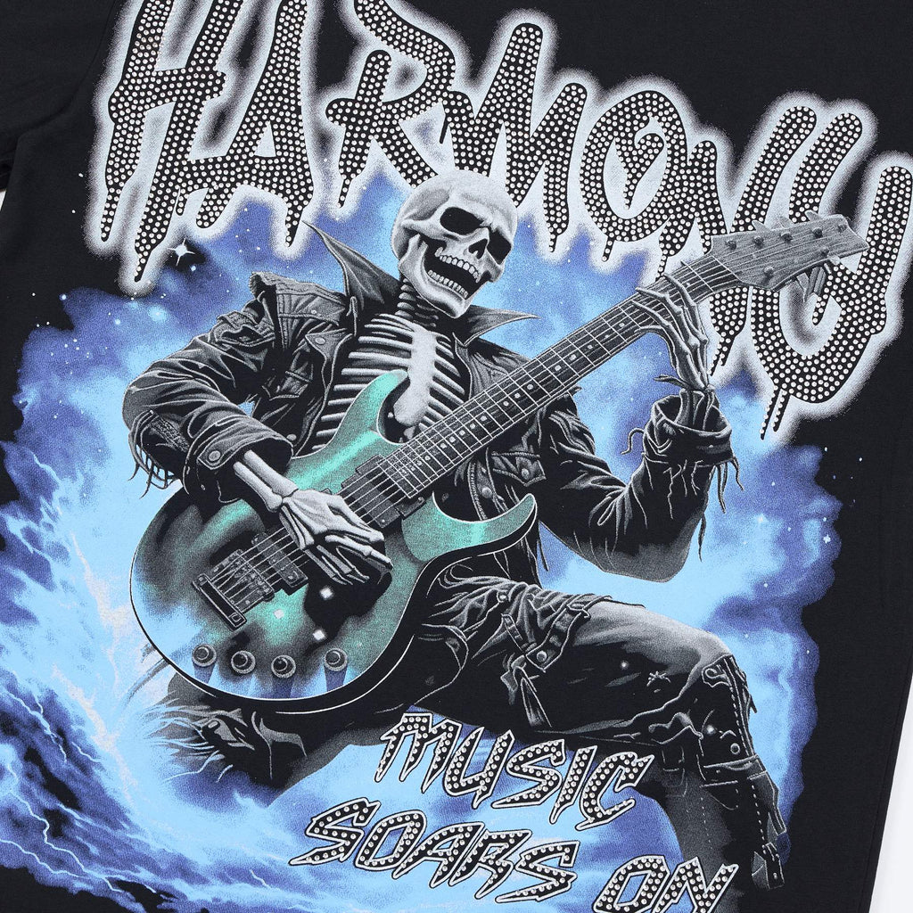 HARMONY Skeleton Guitar Graphic T-Shirt