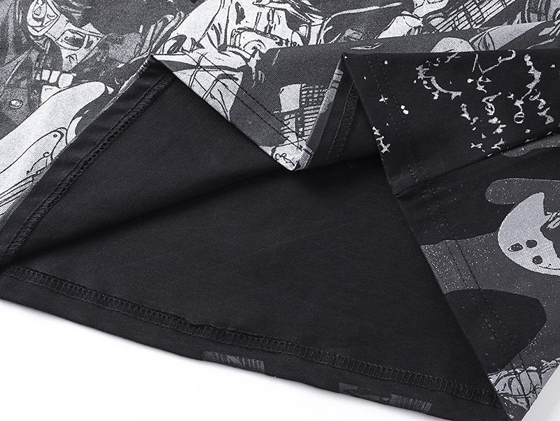 MIXED EMOTION Black All-Over Graphic Long-Sleeve T-Shirt