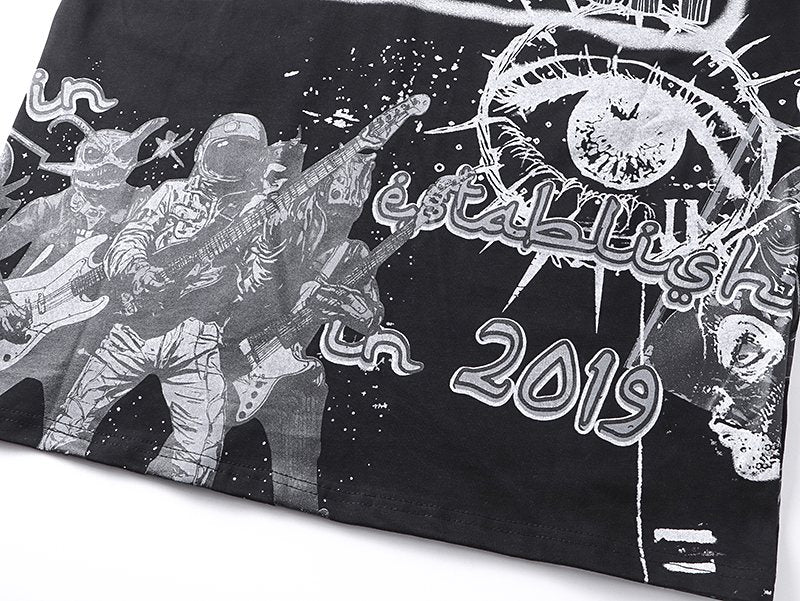 MIXED EMOTION Black All-Over Graphic Long-Sleeve T-Shirt