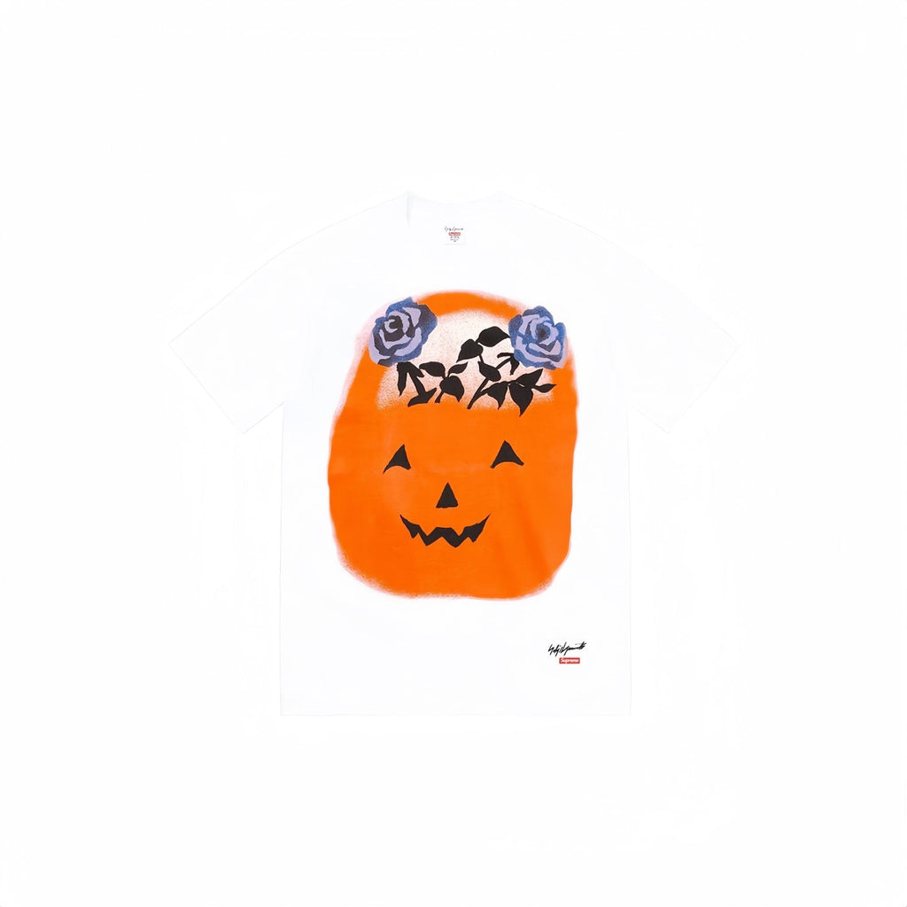 Supreme Pumpkin Face & Blue Rose Graphic T-Shirt