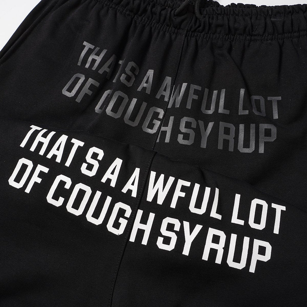 THAT'S A AWFUL LOT OF COUGH SYRUP Black Graphic Shorts