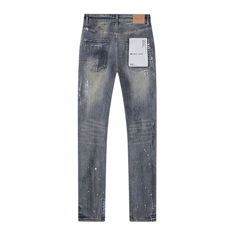 Purple Brand Gray Distressed Paint-Splatter Jeans
