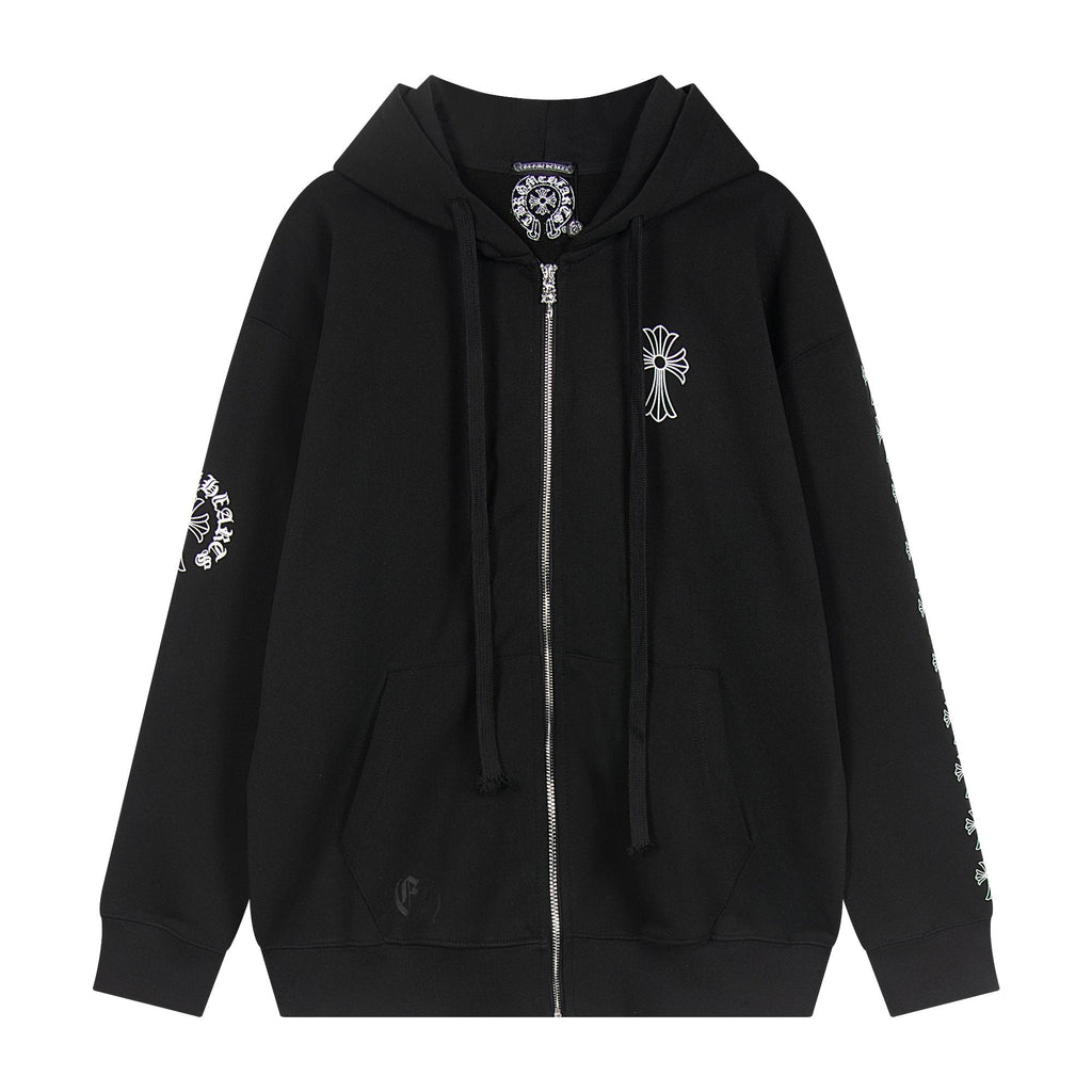Chrome Hearts Horseshoe Cross Sanskrit Zip Hoodie