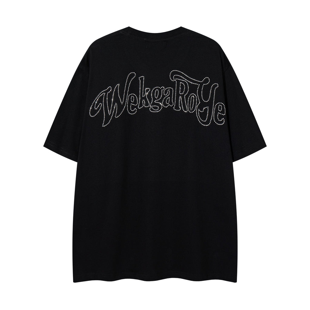MAJESTIK Rhinestone Distressed Graphic T-Shirt