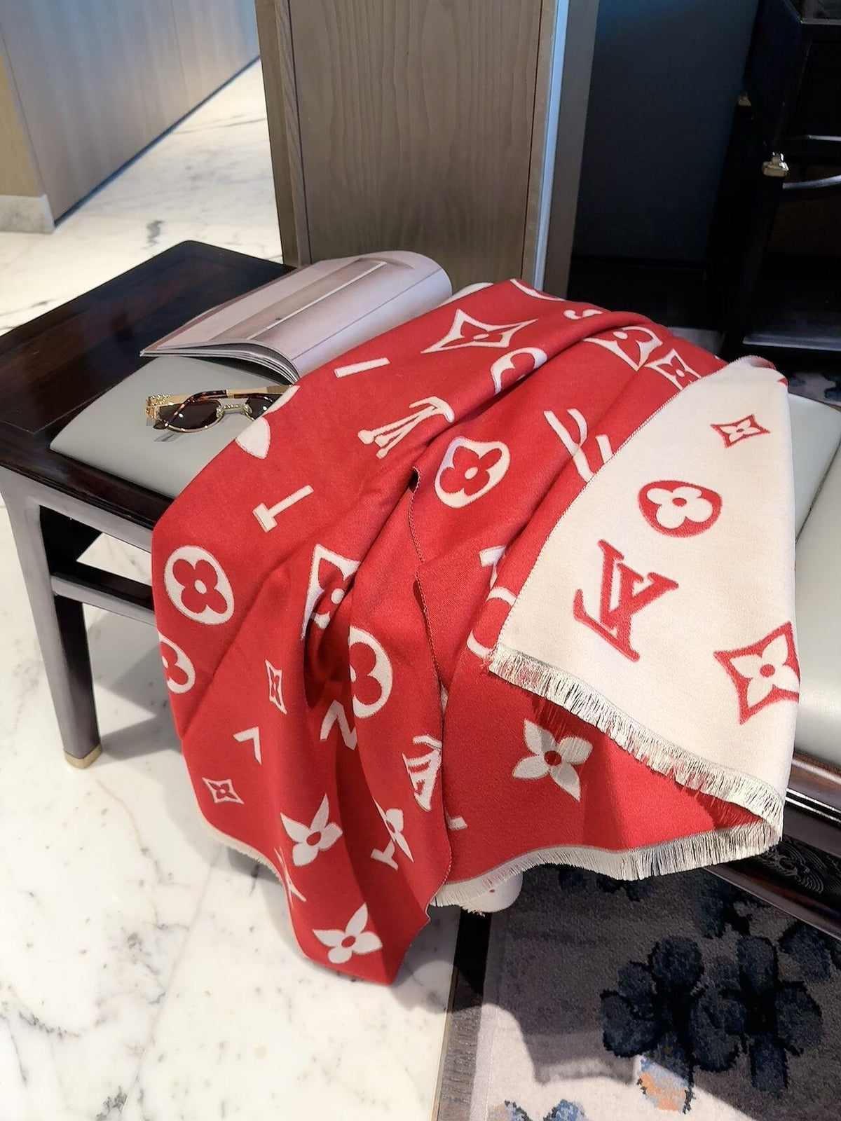 Louis Vuitton Style Oversized Motif Scarf