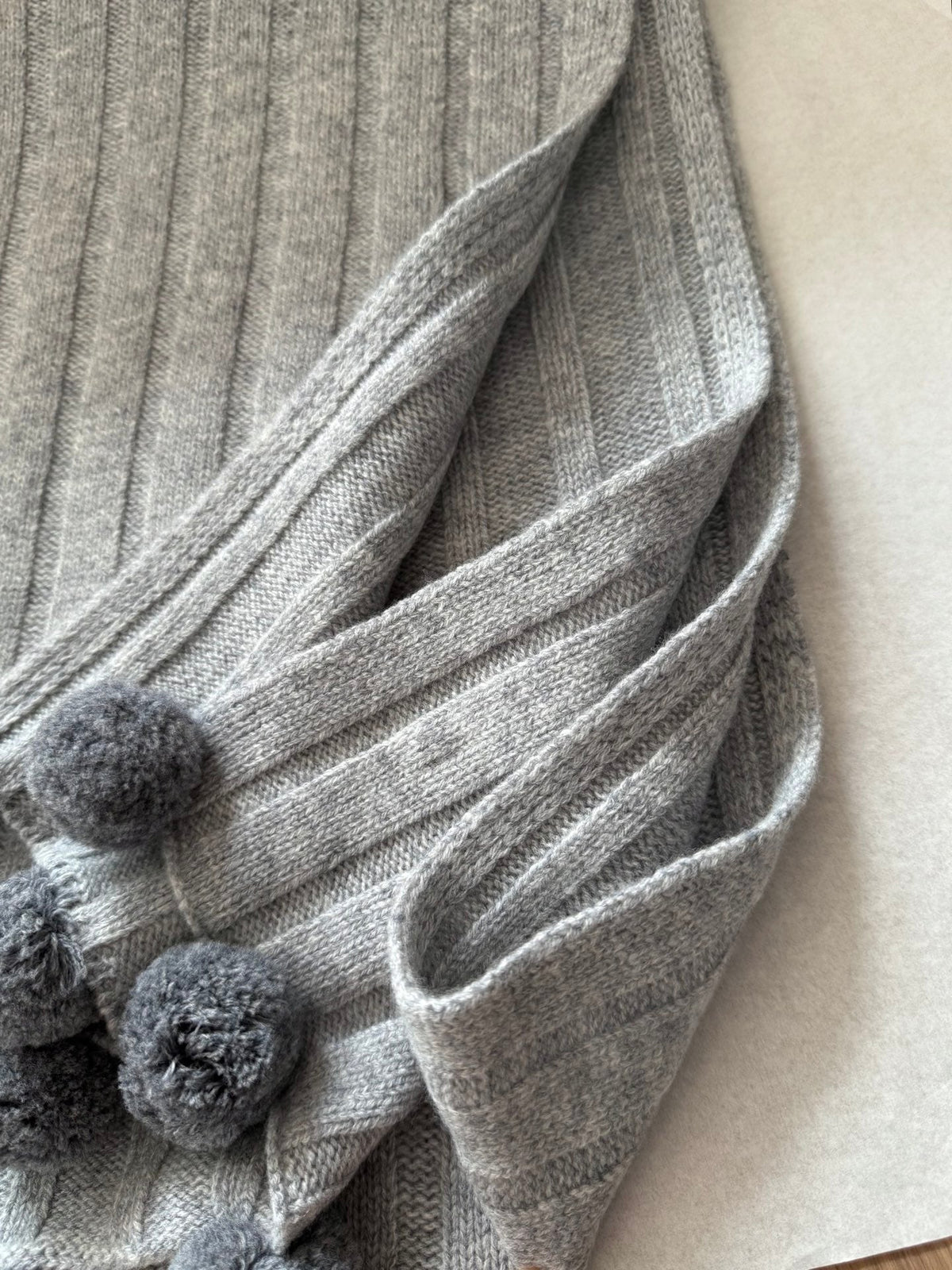 Miu Miu Style Pom-Pom Rib-Knit Scarf