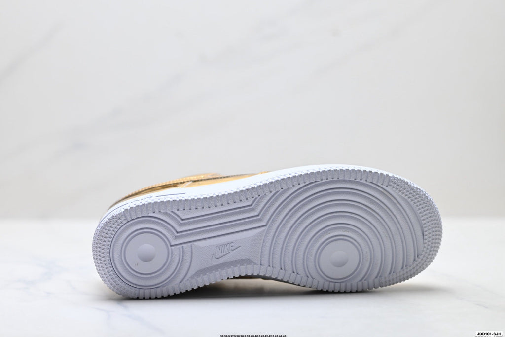 Nike Air Force 1 Low Gold Metallic Unisex Sneakers Style 18