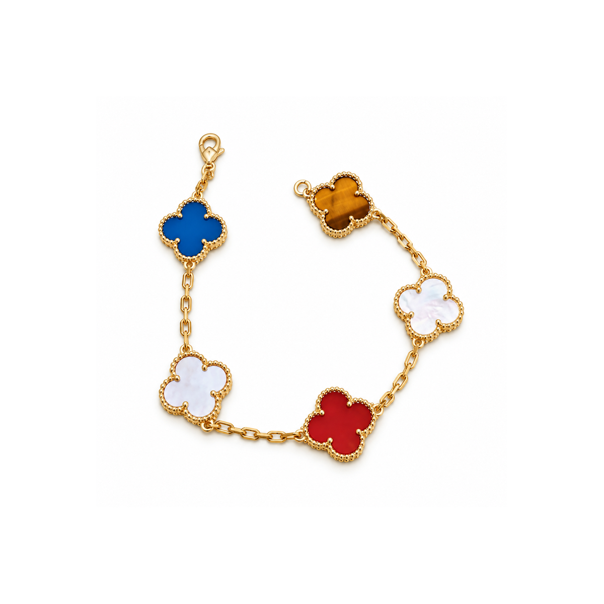 Van Cleef & Arpels-Style Rainbow Clover Bracelet