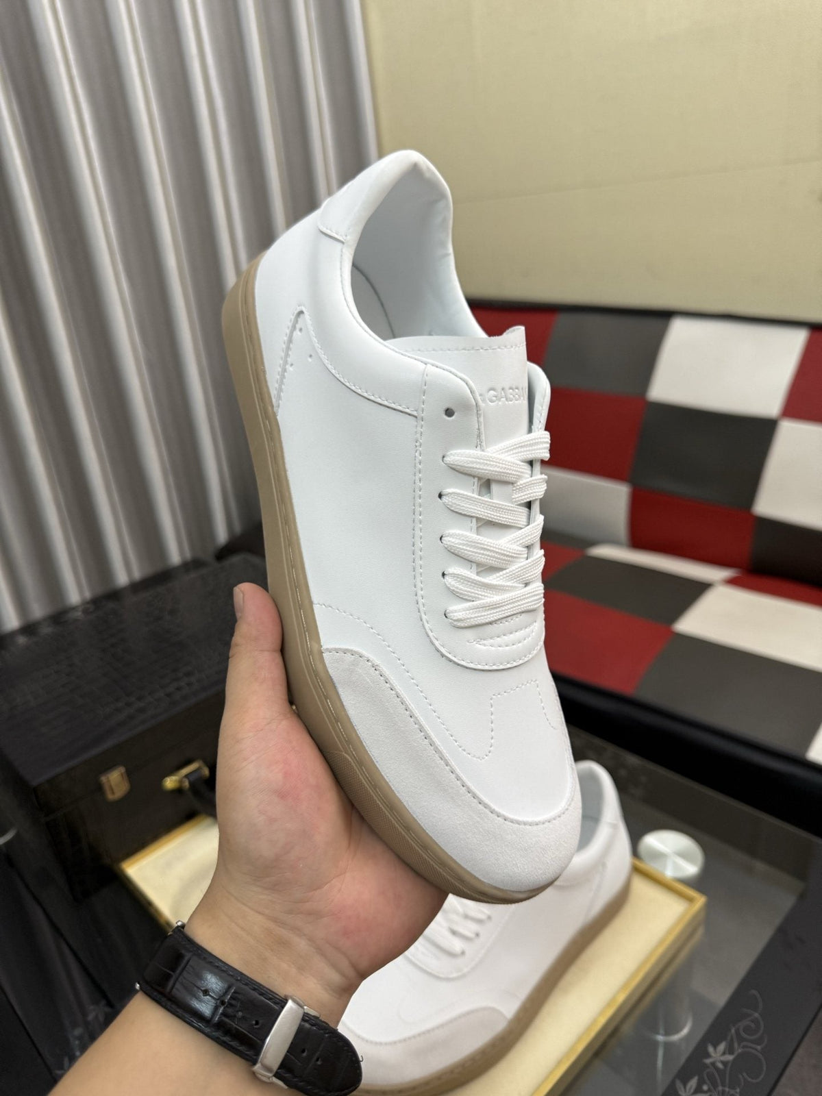 Dolce & Gabbana White Tan Sole Sneakers