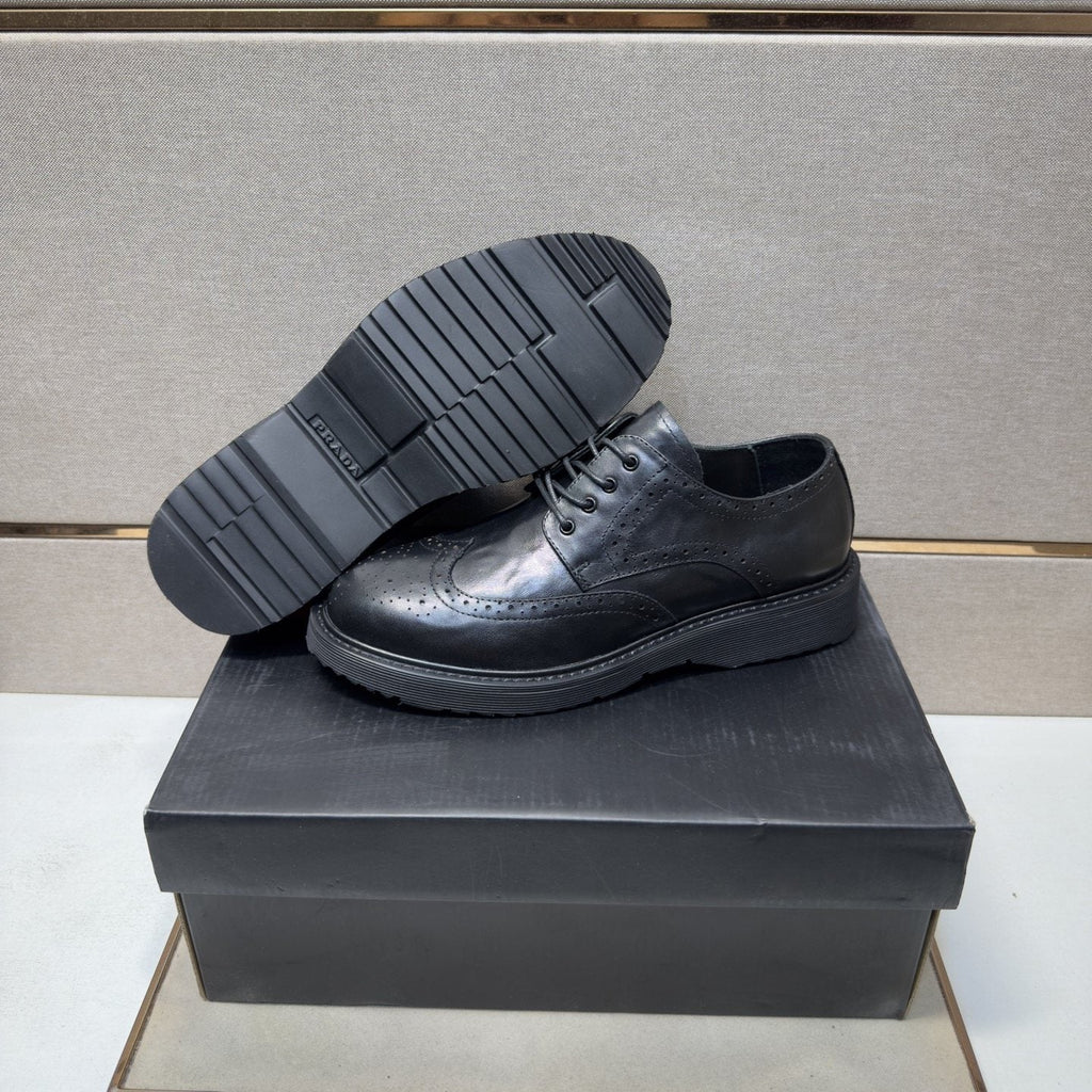 Prada Black Brogue Lace-Up Shoes