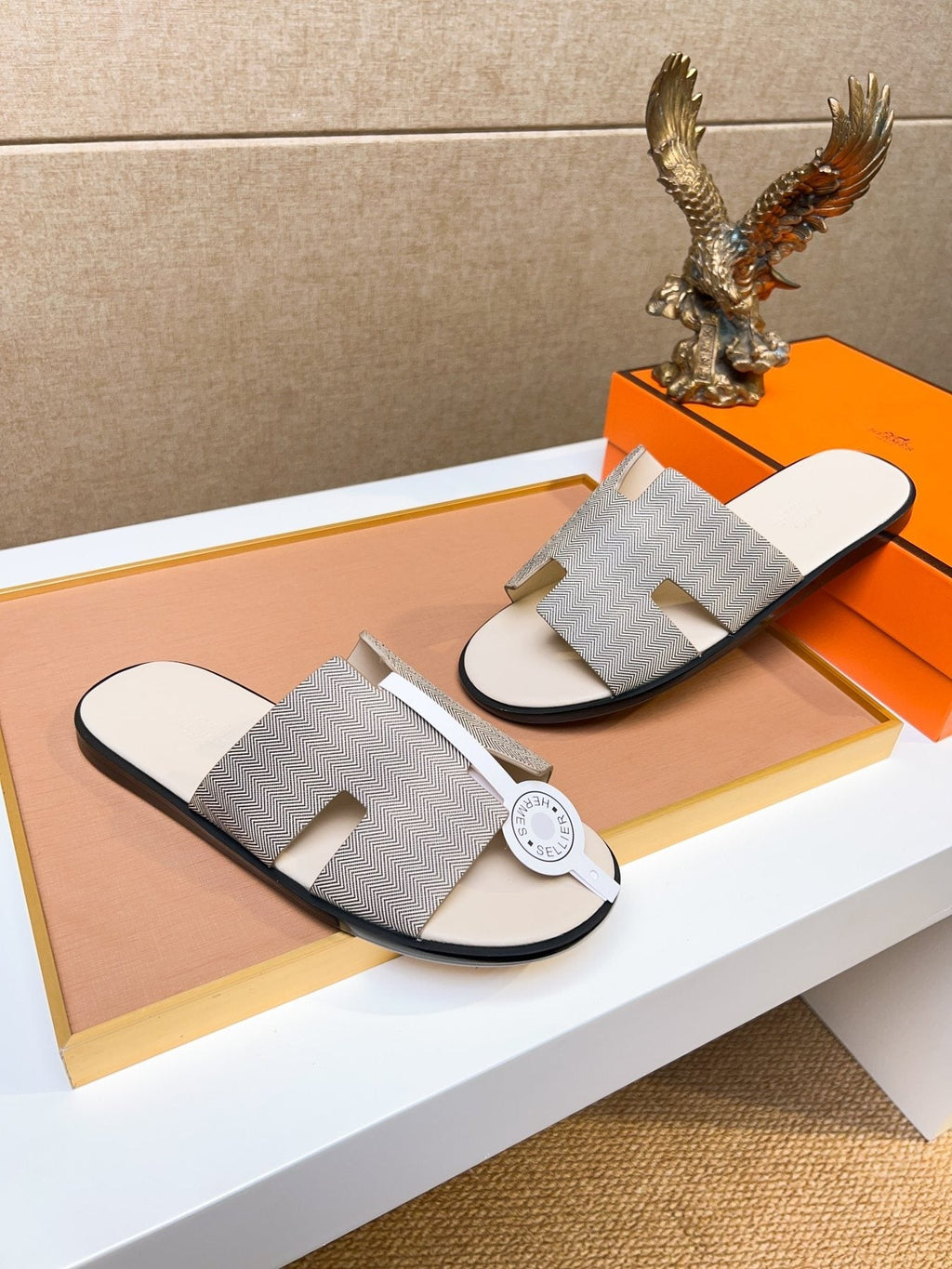 Hermès H-Upper Slide Sandals - Light Gray