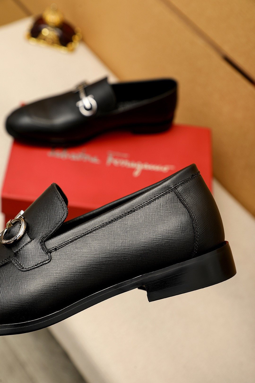 Ferragamo Black Hardware Loafers - Low Heel