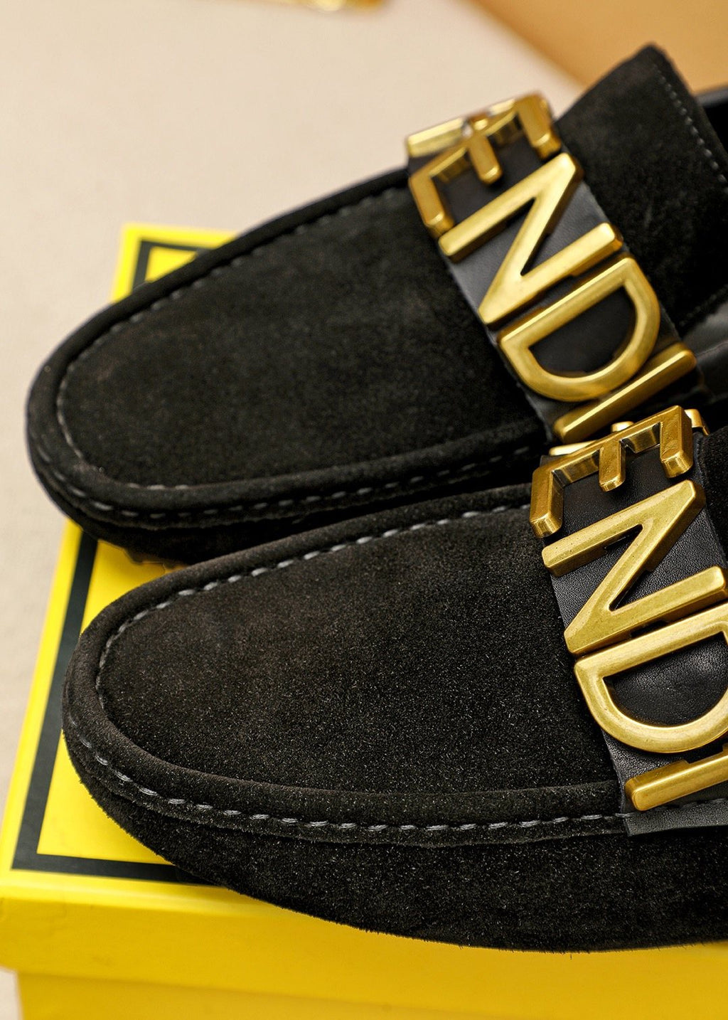 Fendi Black Logo Hardware Slip-On Loafers