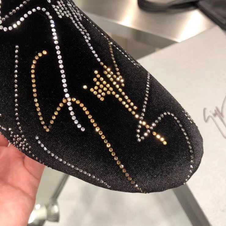 Giuseppe Zanotti Rhinestone Velvet Slip-On Shoes