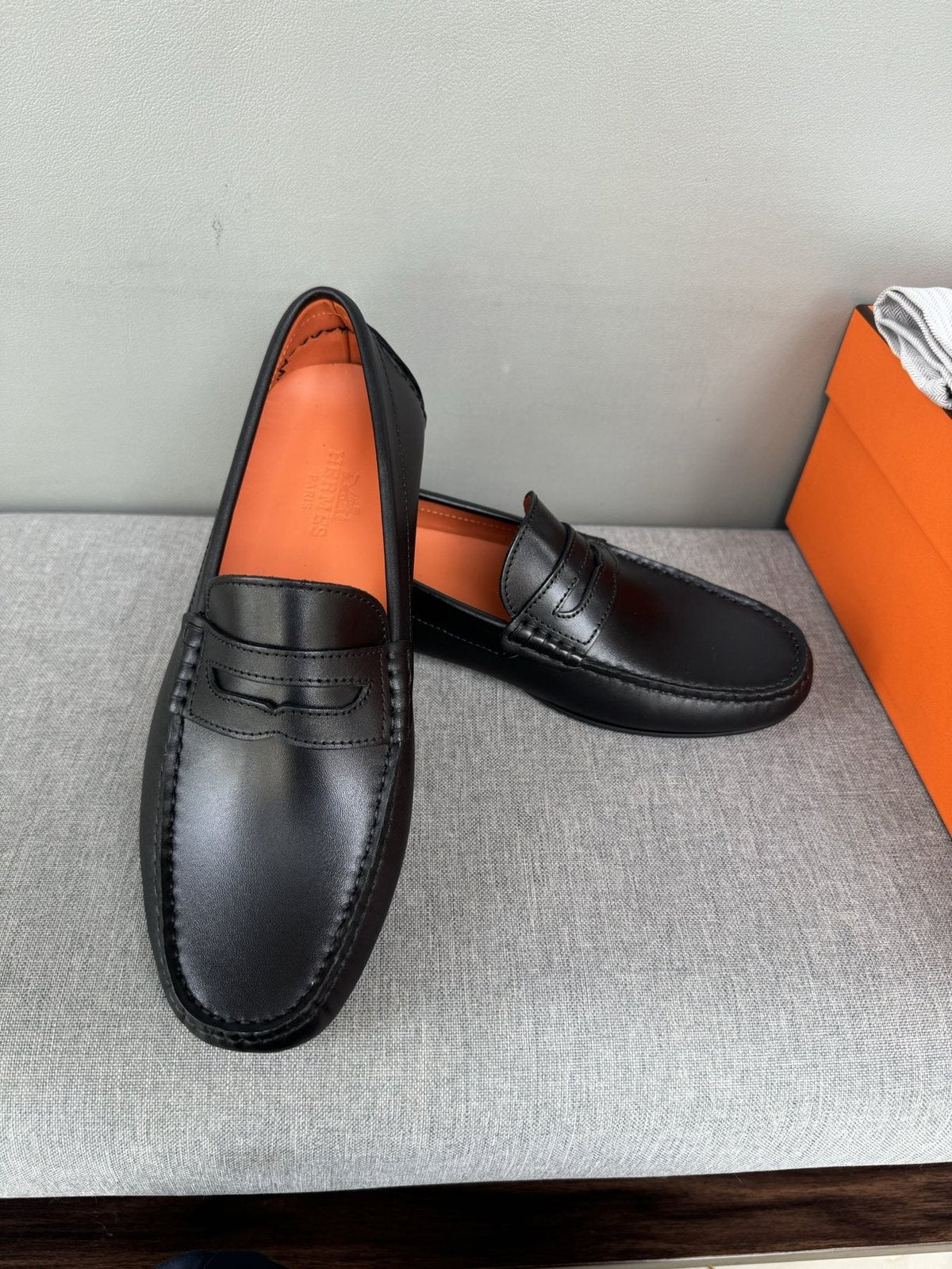 Hermès Men's Black Slip-On Loafers
