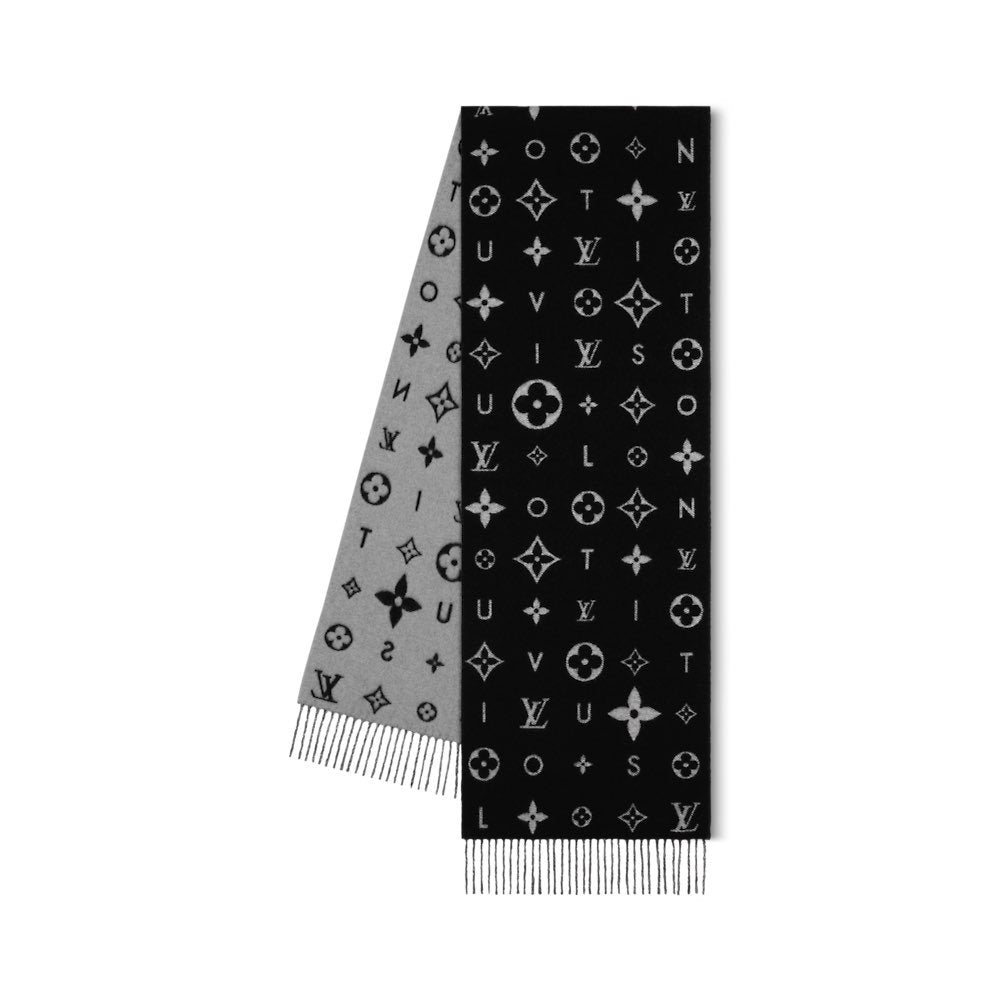 Louis Vuitton Black & Gray Reversible Scarf