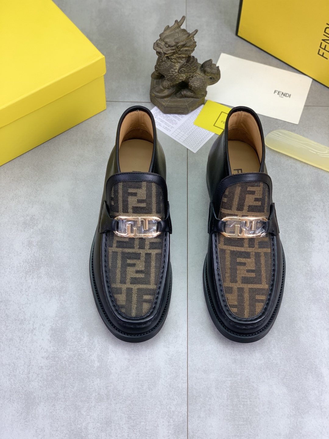 Fendi Men's Black Monogram Vamp Ankle Boots