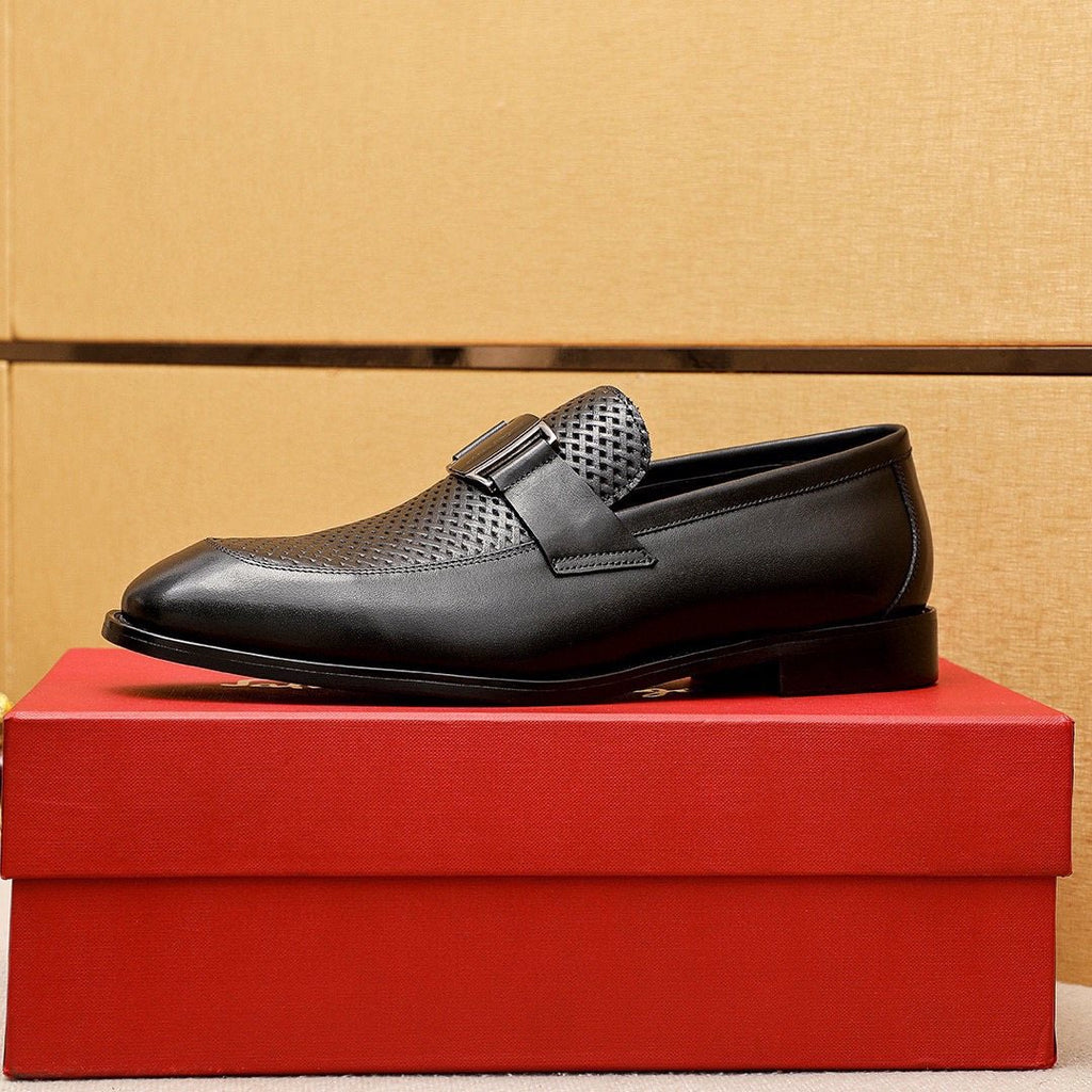 Ferragamo Men's Black Buckle Loafers - Rubber Sole