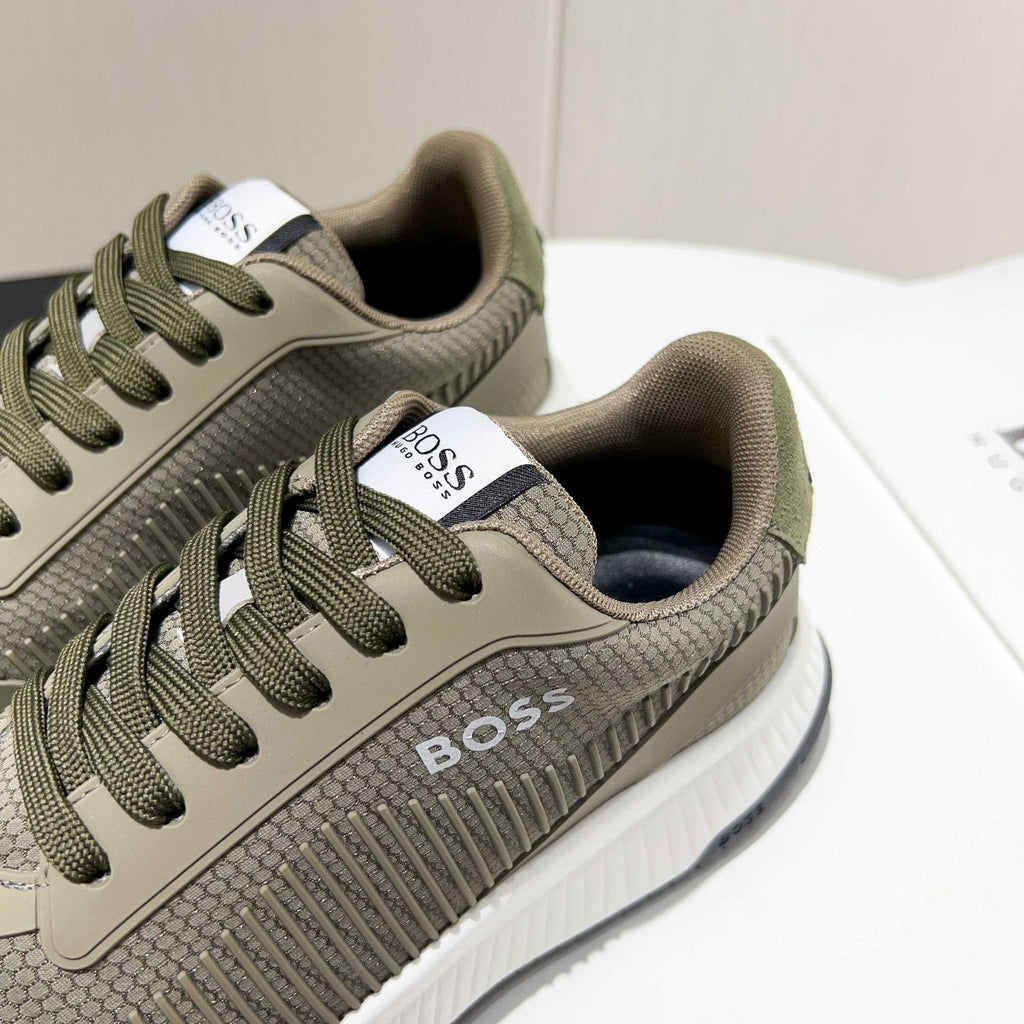 BOSS Knit Lace-Up Sneakers - Rubber Outsole