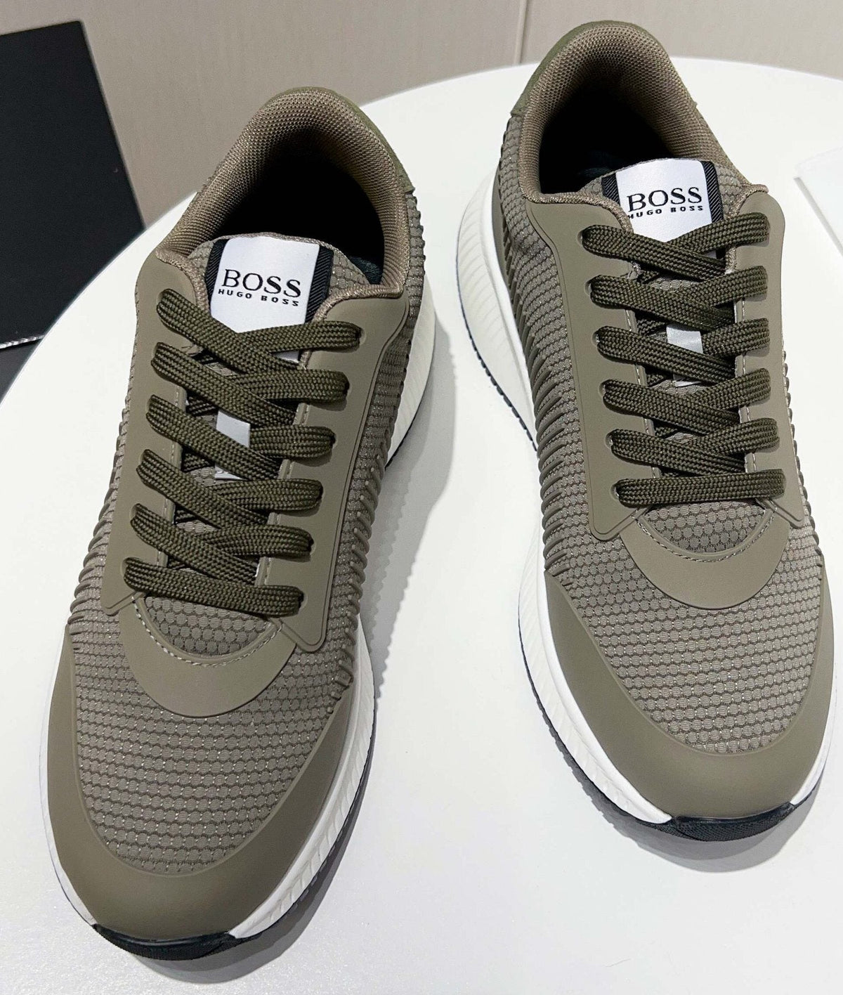 BOSS Knit Lace-Up Sneakers - Rubber Outsole
