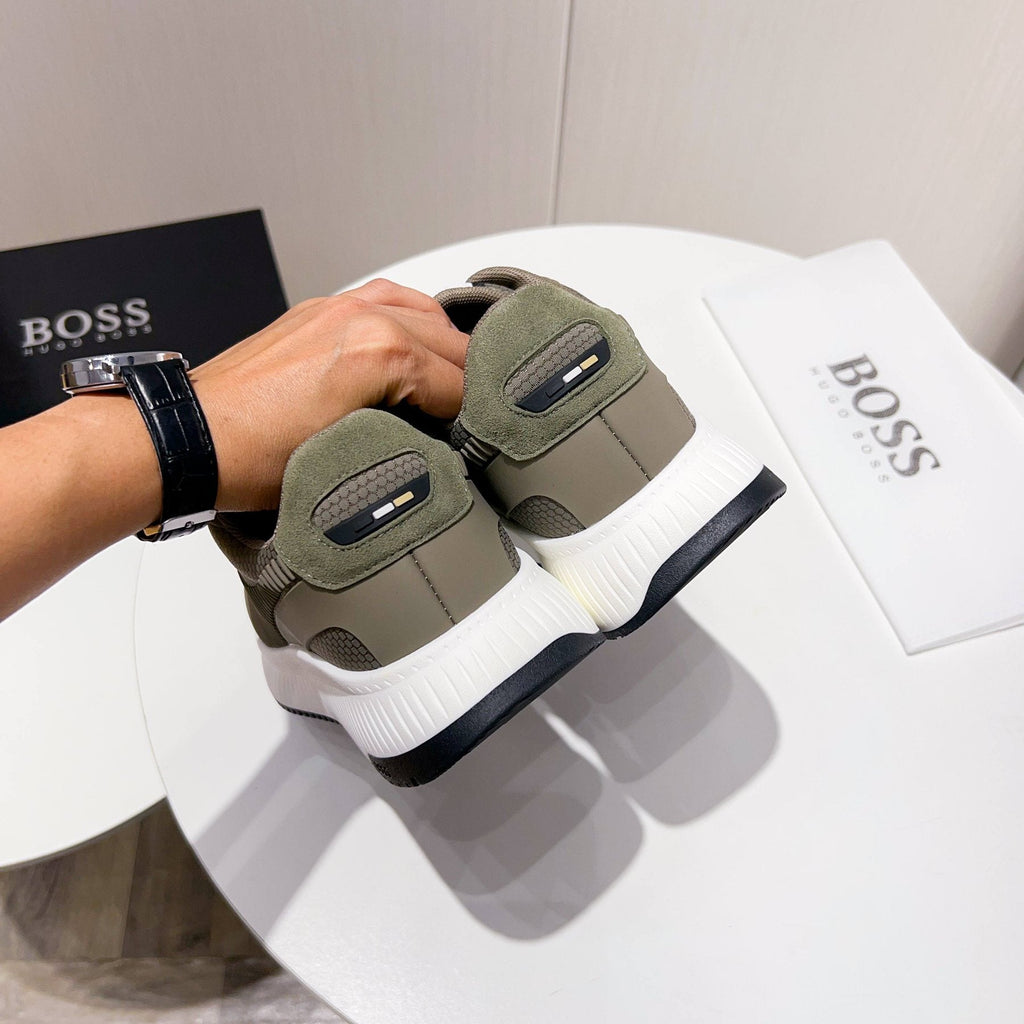 BOSS Knit Lace-Up Sneakers - Rubber Outsole