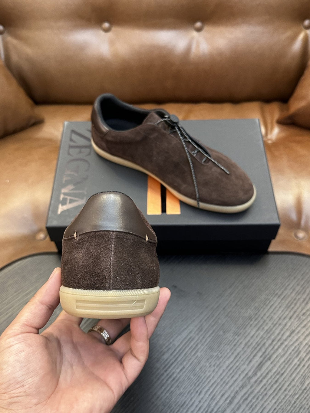 Zegna Triple Stitch Slip-On Sneakers - Suede And Leather Upper