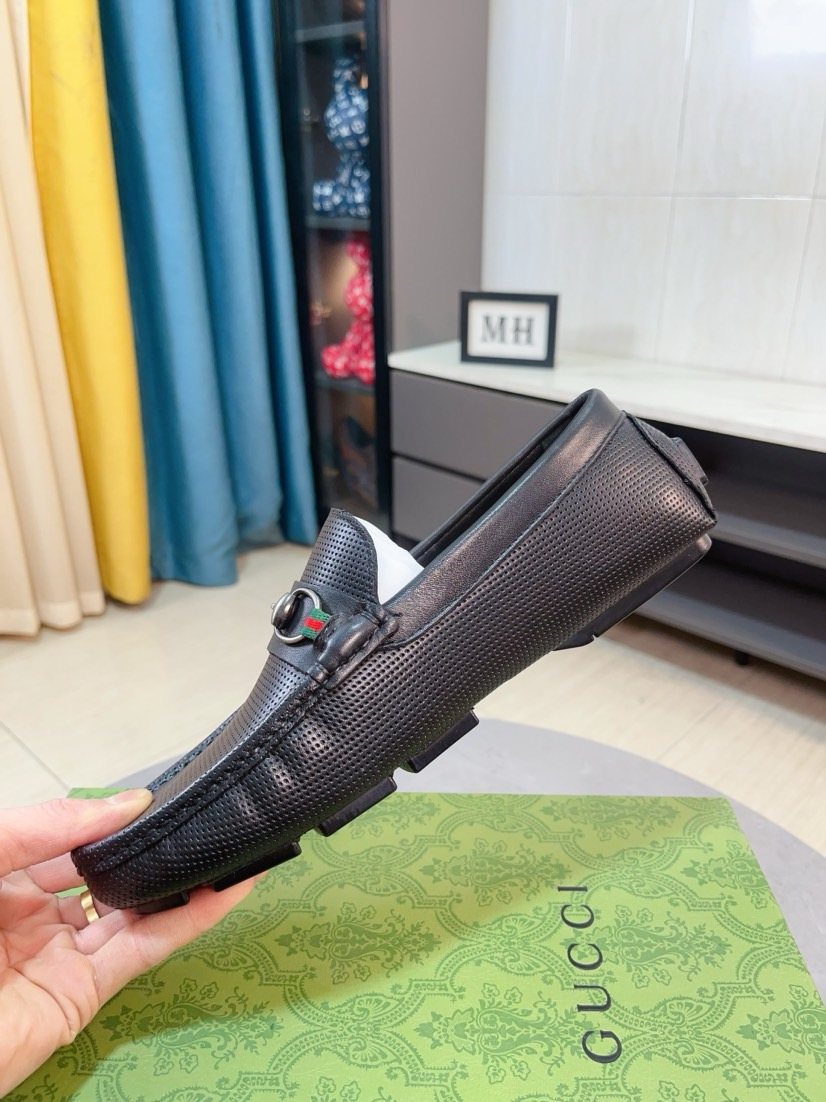 Gucci Men's Perforated Metal Hardware Loafers
