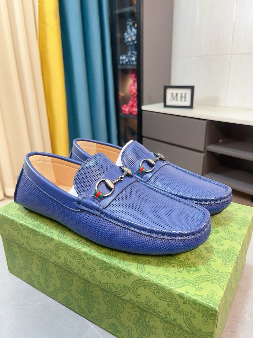 Gucci Men's Perforated Metal Hardware Loafers