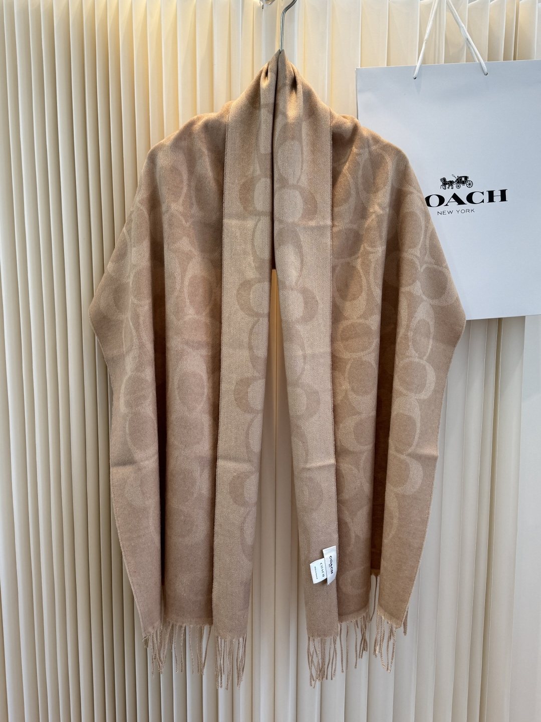 Coach Reversible Monogram Fringed Scarf