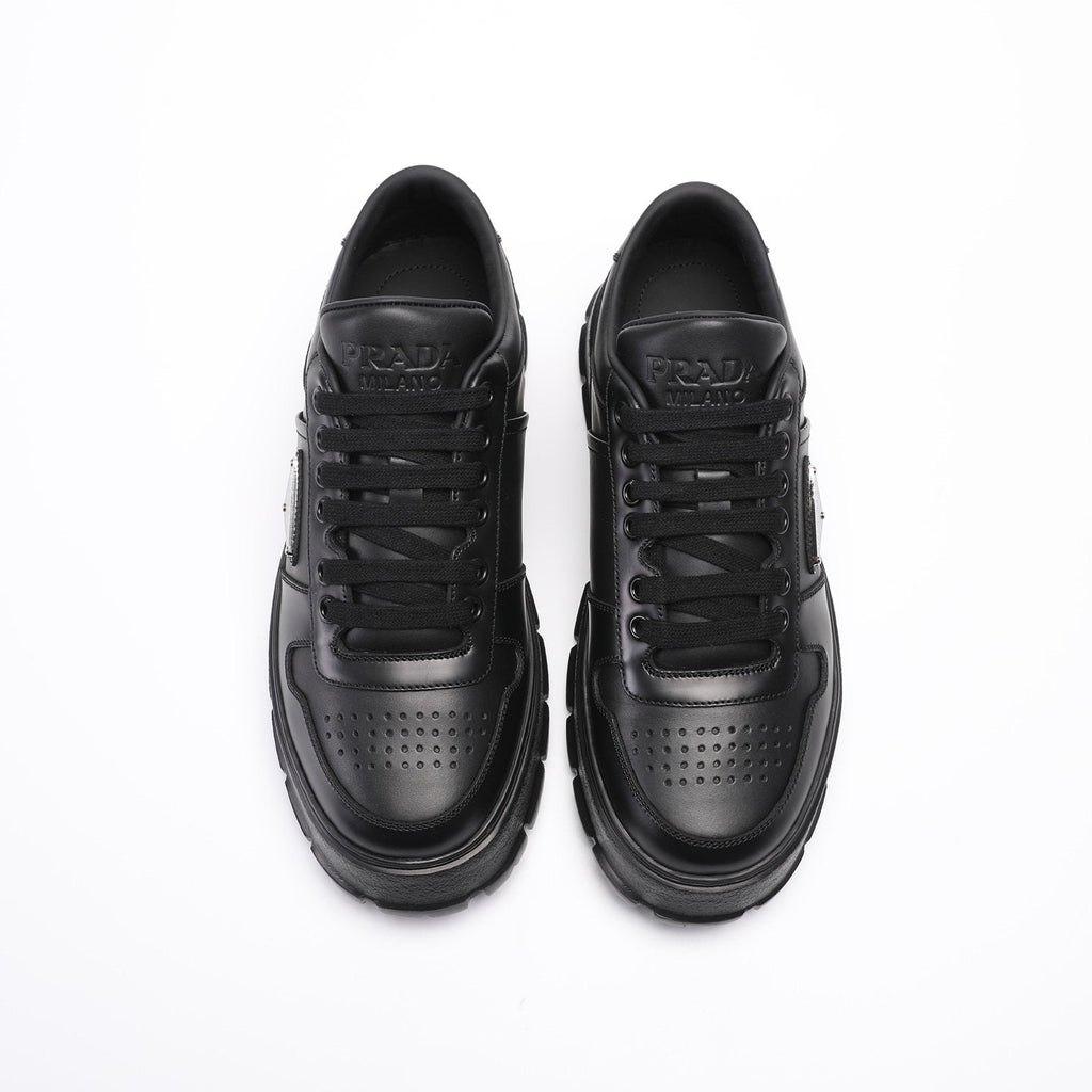 Prada Men's Triangle Plaque Low-Top Sneakers - Textured Lug Outsole