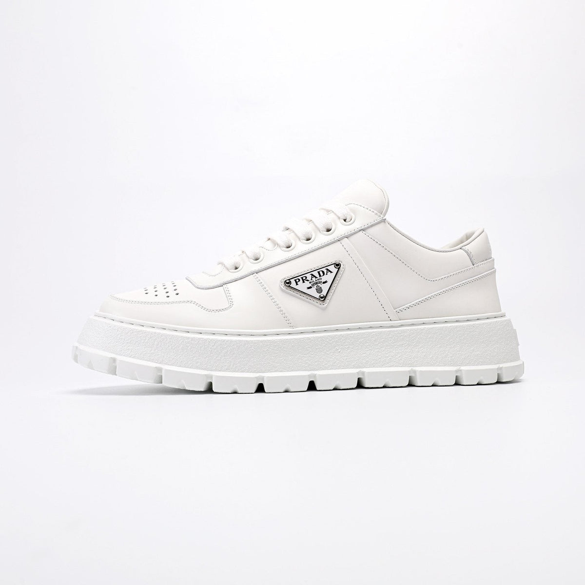 Prada Men's Triangle Plaque Low-Top Sneakers - Textured Lug Outsole