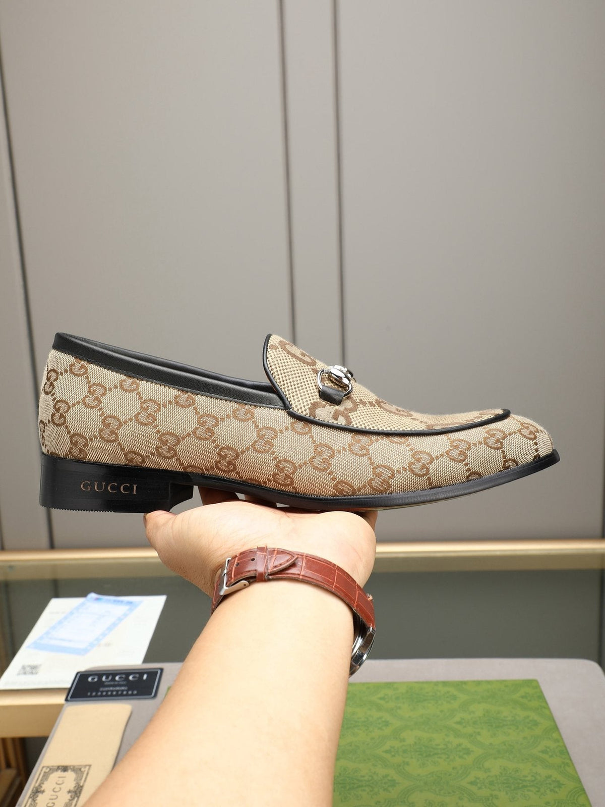 Gucci Monogram Bit Loafers