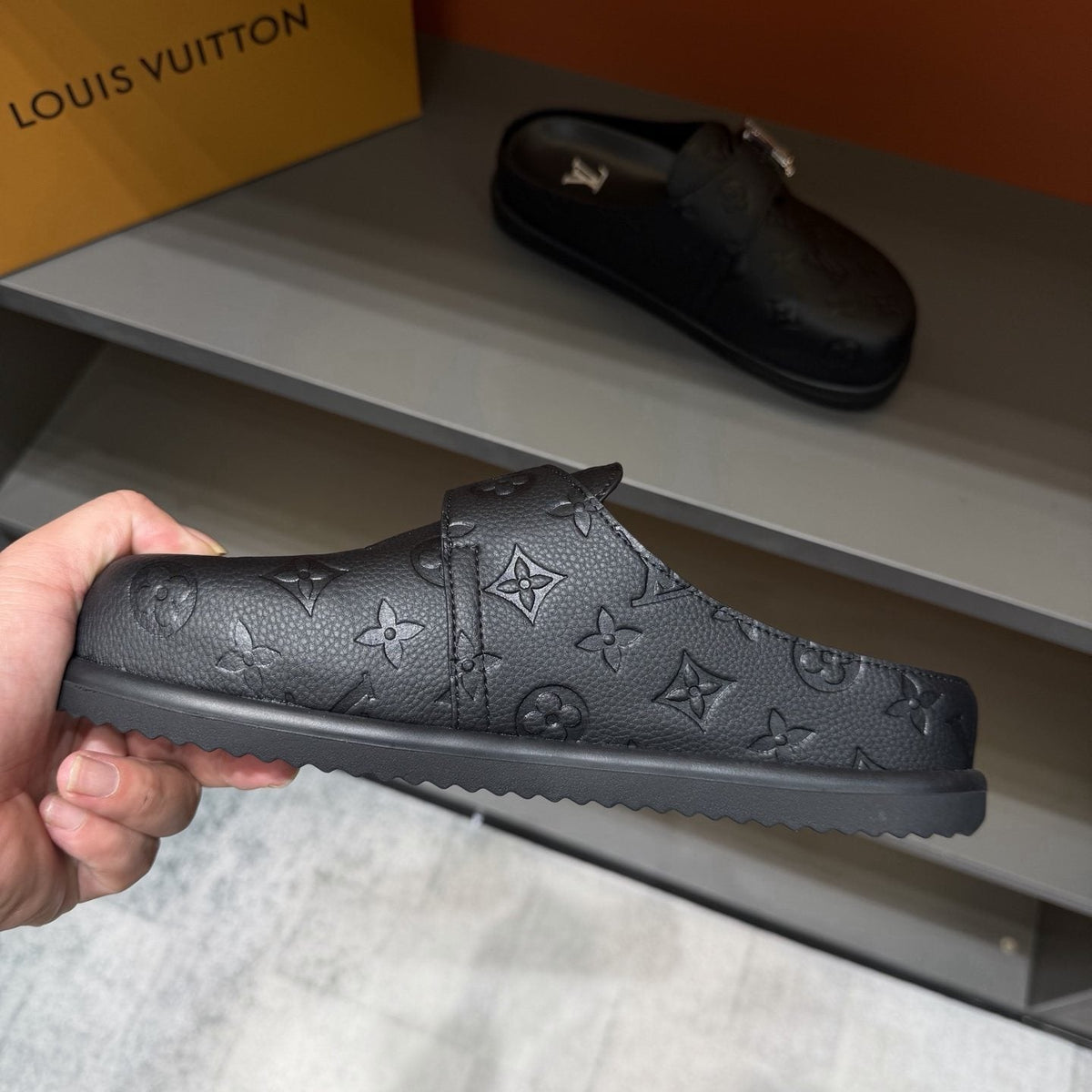 Louis Vuitton Monogram Buckle Slide Sandals