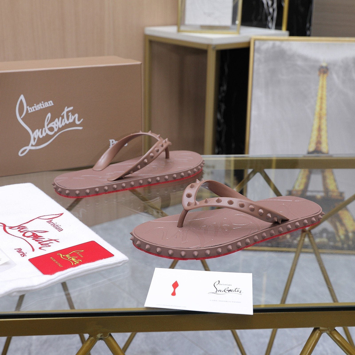 Christian Louboutin Studded Thong Flip-Flop Sandals