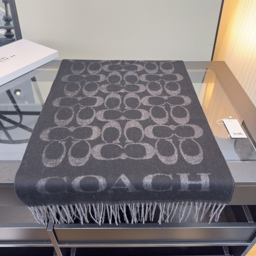 Coach Fringed Monogram Scarf