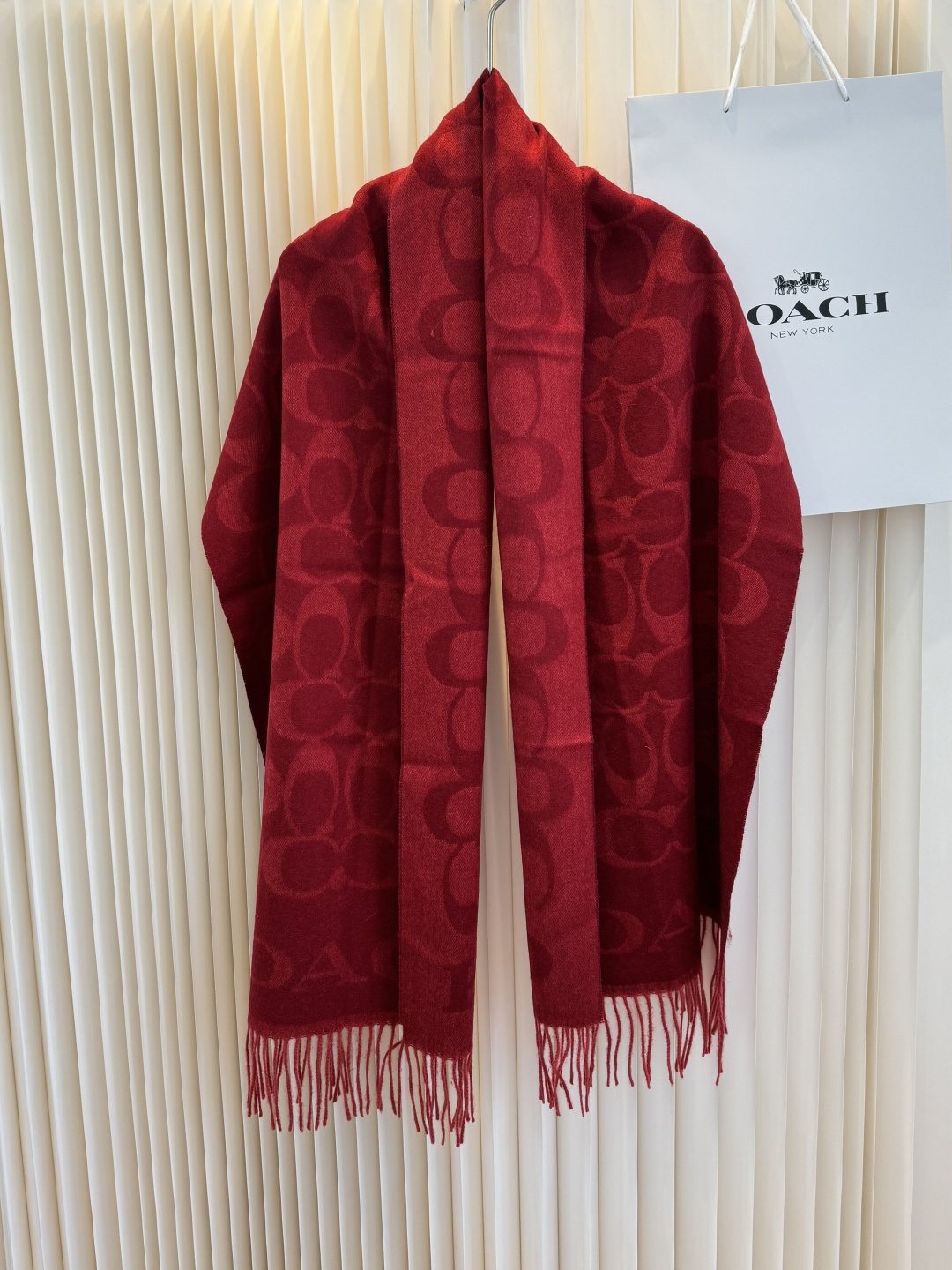 Coach Fringed Monogram Scarf